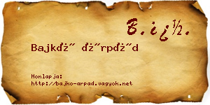 Bajkó Árpád névjegykártya